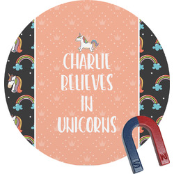 Unicorns Round Fridge Magnet (Personalized)
