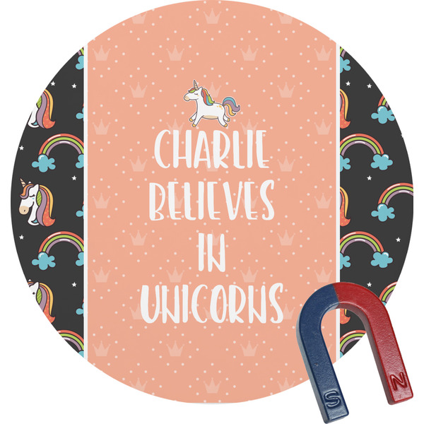 Custom Unicorns Round Fridge Magnet (Personalized)