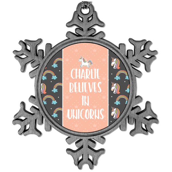 Custom Unicorns Vintage Snowflake Ornament (Personalized)