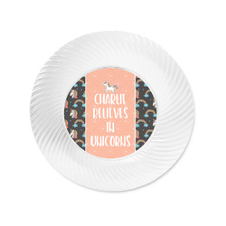 Unicorns Plastic Party Appetizer & Dessert Plates - 6" (Personalized)
