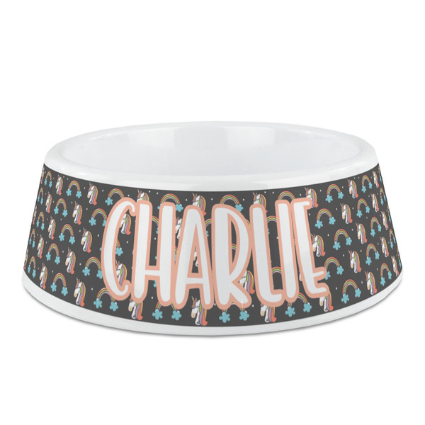Custom Unicorns Plastic Dog Bowl - Medium (Personalized)