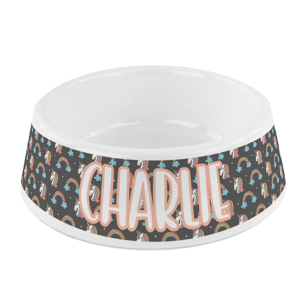 Custom Unicorns Plastic Dog Bowl - Small (Personalized)