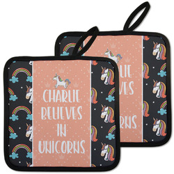 Unicorns Pot Holders - Set of 2 w/ Name or Text