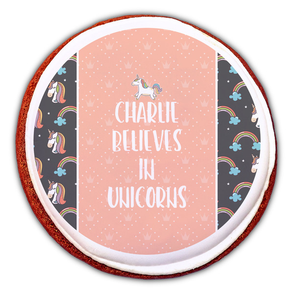 Unicorns Printed Icing Circle - Large - On Cookie