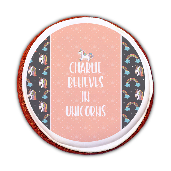 Unicorns Printed Icing Circle - Medium - On Cookie
