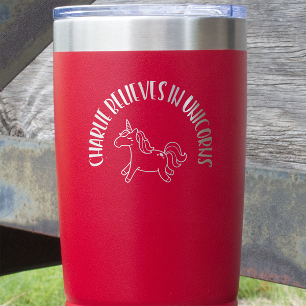 Unicorns Red Polar Camel Tumbler - 20oz - Close Up