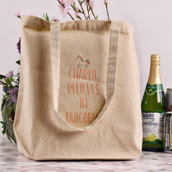 Unicorns Reusable Cotton Grocery Bag - In Context