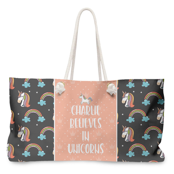 Custom Unicorns Large Tote Bag with Rope Handles (Personalized)