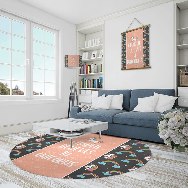Unicorns Round Area Rug - IN CONTEXT
