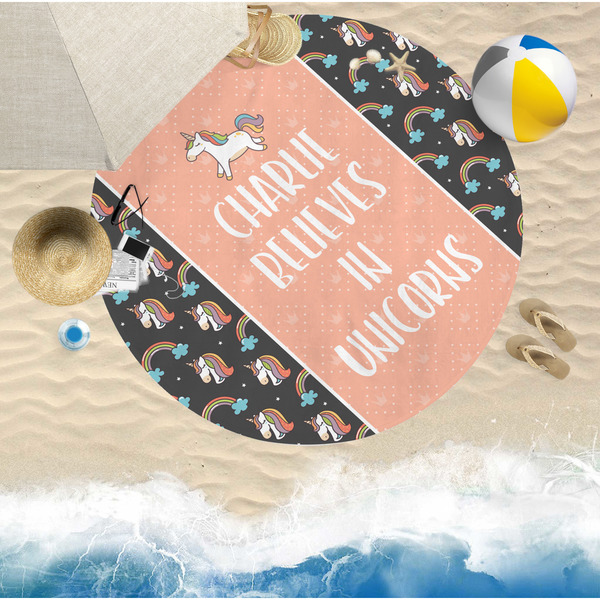 Unicorns Round Beach Towel Lifestyle