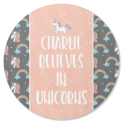 Unicorns Round Rubber Backed Coaster (Personalized)