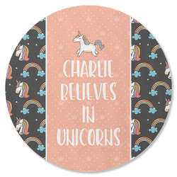 Unicorns Round Rubber Backed Coaster (Personalized)