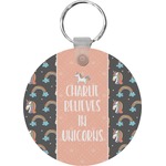 Unicorns Round Plastic Keychain (Personalized)