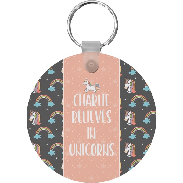 Custom Unicorns Round Plastic Keychain (Personalized)