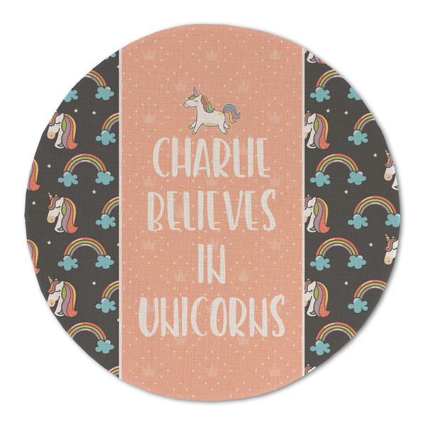 Unicorns Round Linen Placemats - FRONT (Double Sided)