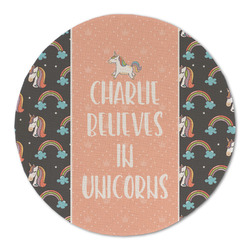 Unicorns Round Linen Placemat (Personalized)
