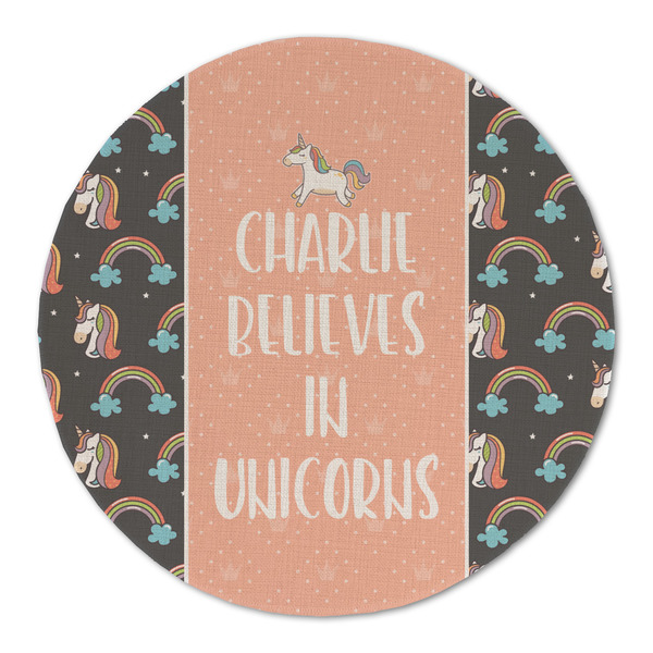 Custom Unicorns Round Linen Placemat (Personalized)