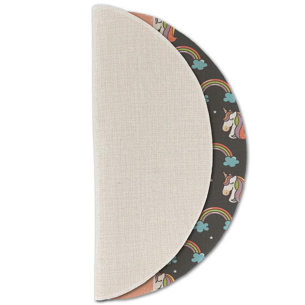 Unicorns Round Linen Placemats - HALF FOLDED (single sided)