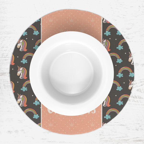 Unicorns Round Linen Placemats - LIFESTYLE (single)