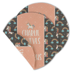 Unicorns Round Linen Placemat - Double Sided - Set of 4 (Personalized)