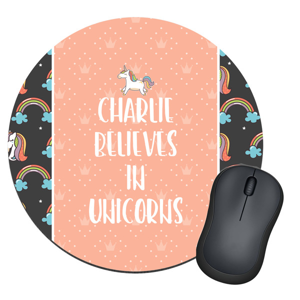 Custom Unicorns Round Mouse Pad (Personalized)