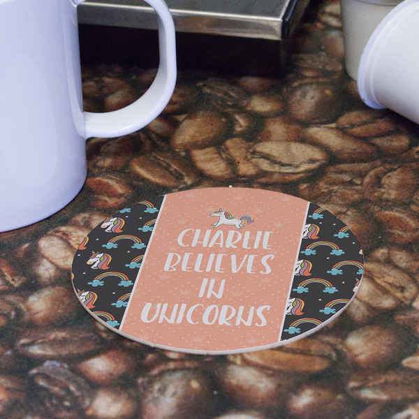 Unicorns Round Paper Coaster - Front