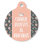 Unicorns Round Pet ID Tag - Large (Personalized)