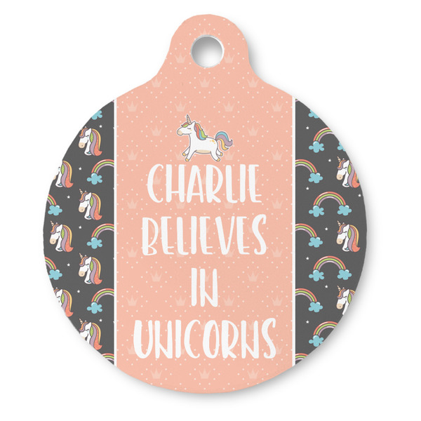 Custom Unicorns Round Pet ID Tag - Large (Personalized)