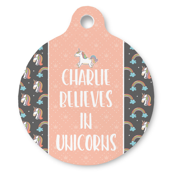 Custom Unicorns Round Pet ID Tag (Personalized)
