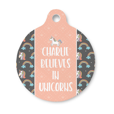 Unicorns Round Pet ID Tag - Small (Personalized)