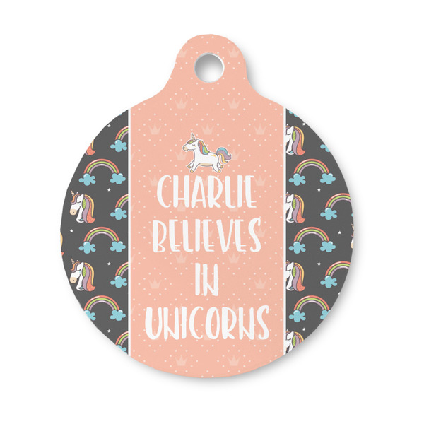 Custom Unicorns Round Pet ID Tag - Small (Personalized)