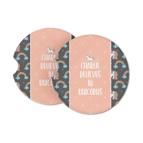 Custom Unicorns Sandstone Car Coasters - Set of 2 (Personalized)