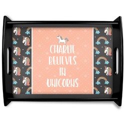 Unicorns Black Wooden Tray - Large (Personalized)
