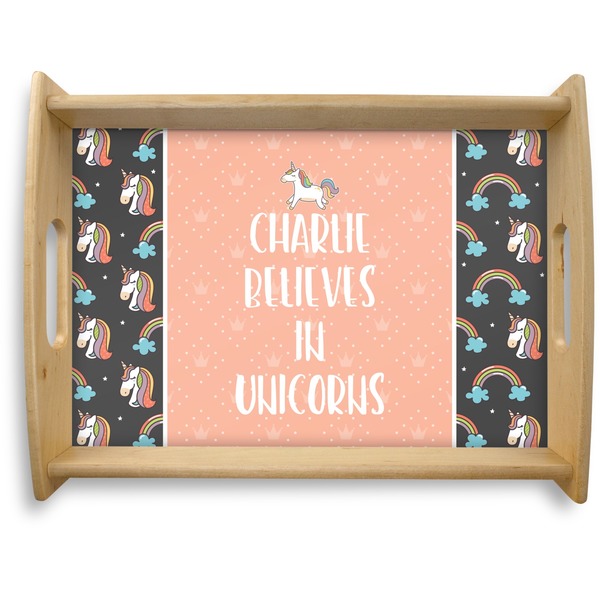 Custom Unicorns Natural Wooden Tray - Large (Personalized)