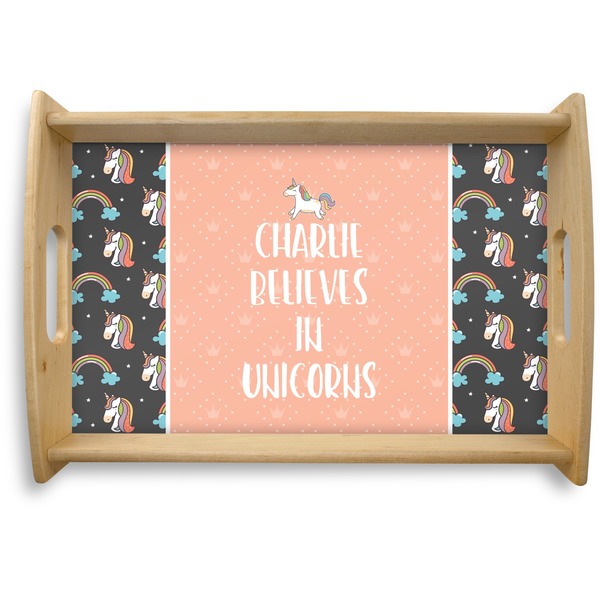 Custom Unicorns Natural Wooden Tray - Small (Personalized)
