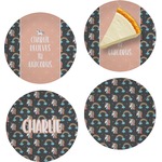 Unicorns Set of 4 Glass Appetizer / Dessert Plate 8" (Personalized)