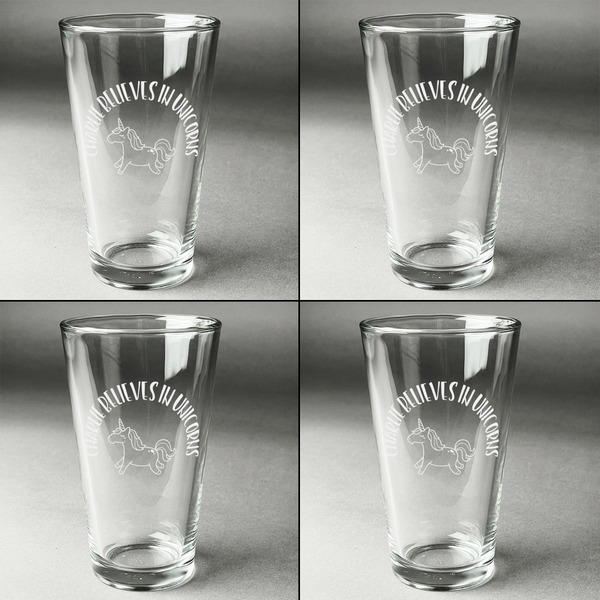 Unicorns Set of Four Engraved Beer Glasses - Individual View