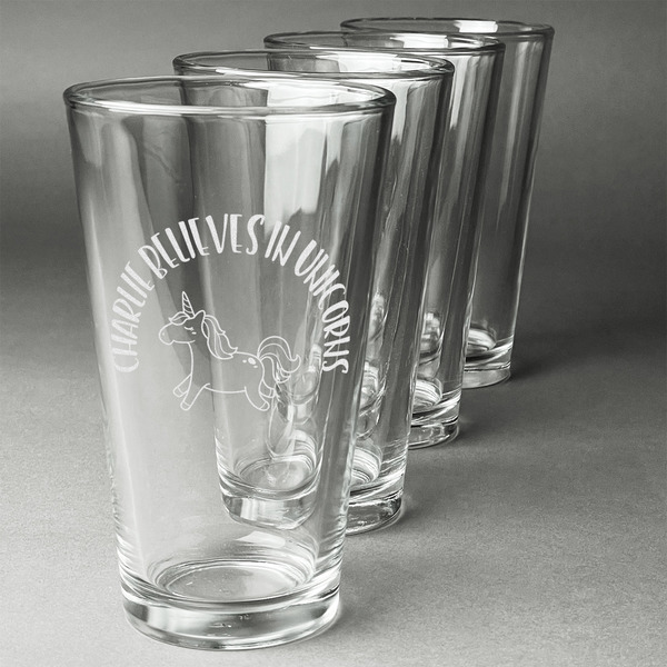 Custom Unicorns Pint Glasses - Engraved (Set of 4) (Personalized)
