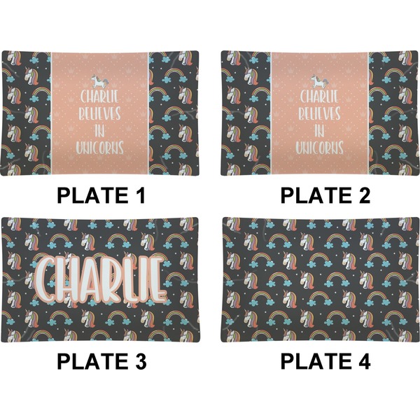 Unicorns Set of Rectangular Dinner Plates (Approval)
