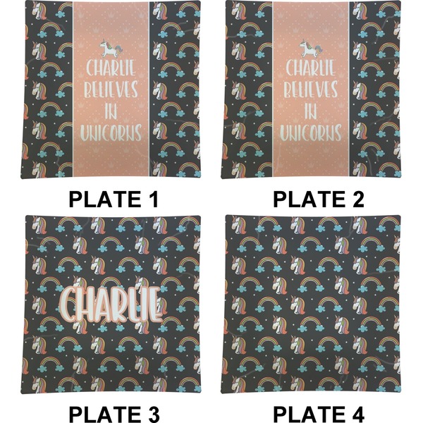 Unicorns Set of Square Dinner Plates (Approval)