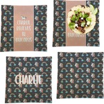 Unicorns Set of 4 Glass Square Lunch / Dinner Plate 9.5" (Personalized)