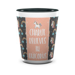 Unicorns Ceramic Shot Glass - 1.5 oz - Two Tone - Set of 4 (Personalized)