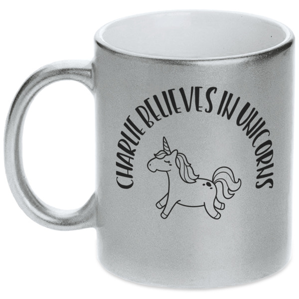 Custom Unicorns Metallic Silver Mug (Personalized)