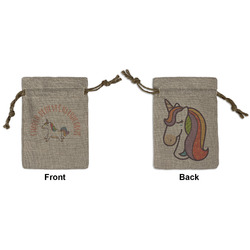 Unicorns Small Burlap Gift Bag - Front & Back (Personalized)