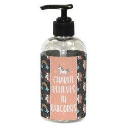 Unicorns Plastic Soap / Lotion Dispenser (8 oz - Small - Black) (Personalized)