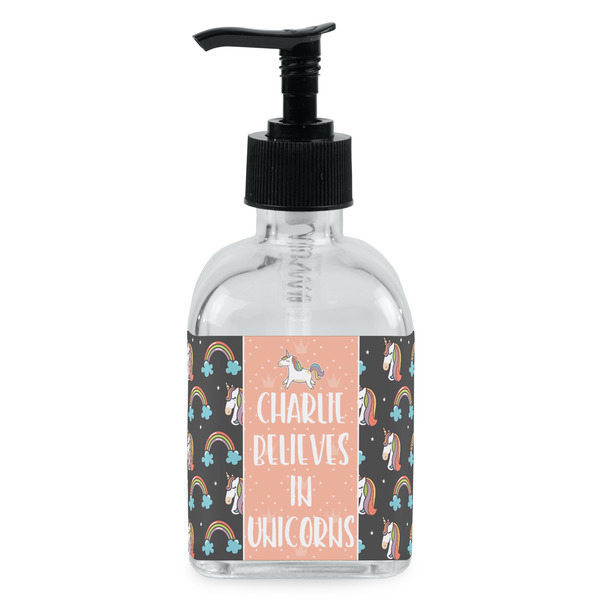Custom Unicorns Glass Soap & Lotion Bottle - Single Bottle (Personalized)