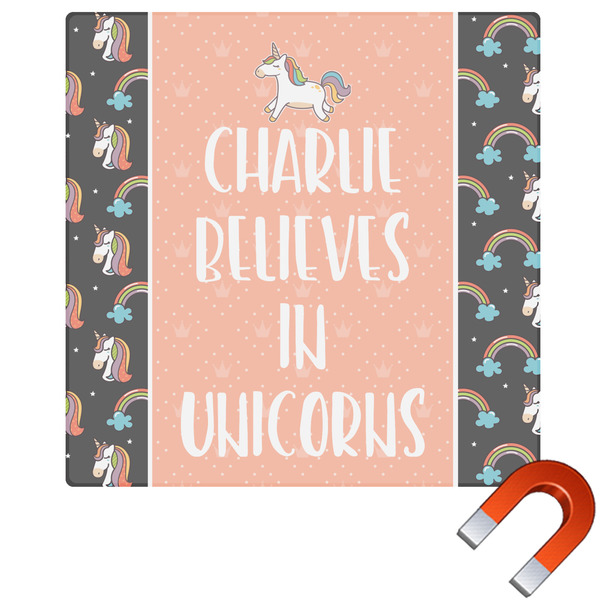 Custom Unicorns Square Car Magnet - 10" (Personalized)