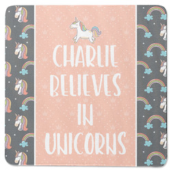 Unicorns Square Rubber Backed Coaster (Personalized)