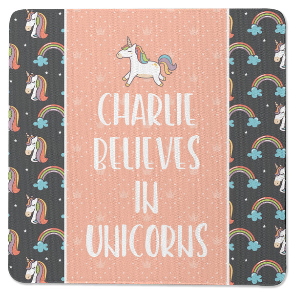 Custom Unicorns Square Rubber Backed Coaster (Personalized)