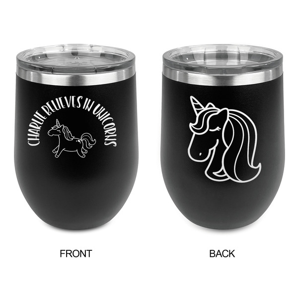 Unicorns Stainless Wine Tumblers - Black - Double Sided - Approval